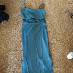 Forever 21 Teal Midi Dress with Cutout